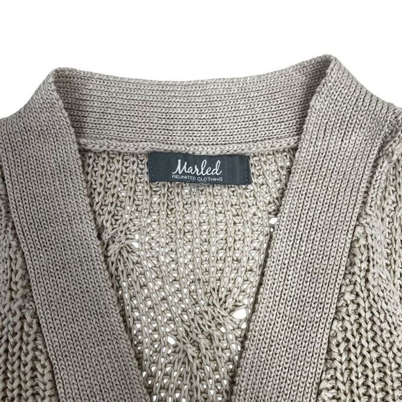 Marled Womens Knit Three-Button V-Neck Sleeveless Sweater Vest Beige Medium - Picture 12 of 16